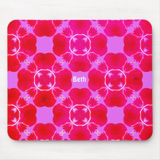 BETH ~ Retro Fraktal Pattern ~ Personalisiert ~ Mousepad (Vorne)