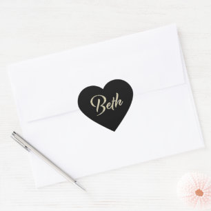 Beth white gold Handwriting Autocollant Coeur