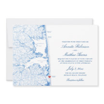 Bethany Beach DE Karte Elegant Navy Blue Wedding