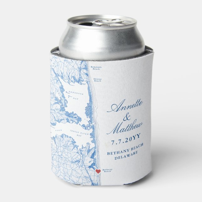 Bethany Beach DE Map Navy Blue Gastgeschenk Hochze Dosenkühler (Kanne Vorderseite)