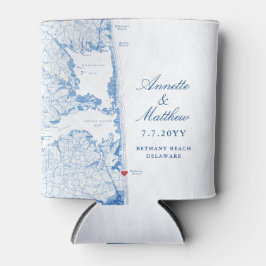 Bethany Beach DE Map Navy Blue Gastgeschenk Hochze Dosenkühler