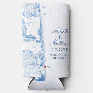 Bethany Beach DE Map Navy Blue Gastgeschenk Hochze Selters Dosenkühler