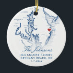 Bethany Beach DE Map Navy Hochzeitsfest Foto Weihn Keramik Ornament<br><div class="desc">Gedenken Sie Ihre Bethany Beach, Delaware Hochzeit mit unserer eleganten marineblauen Küstenkarte Delaware personalisierte Weihnachtsschmuck. Mit dem Foto des Ehepaares auf der Rückseite, erweckt dieser Sake den Charme Ihres besonderen Tages. Das Hotel ist ein zeitloses Mémento für Ihre Urlaubsplanung und eignet sich ideal zum Feiern von Veranstaltungen wie The Addy...</div>