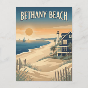 Bethany Beach Delaware Leuchtturm Vintage Poster Postkarte