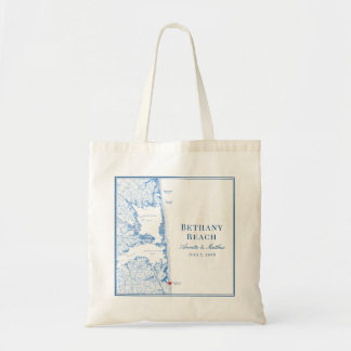 Bethany Beach Delaware Map Navy Blue Wedding Tragetasche