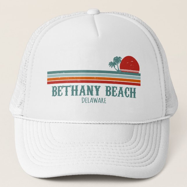 Bethany Beach Delaware Palmen Tree Retro Sunset 80 Truckerkappe (Vorderseite)