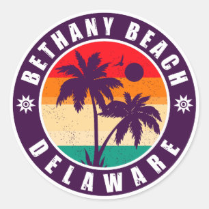 Bethany Beach Delaware Palmen Vintager 80er Runder Aufkleber