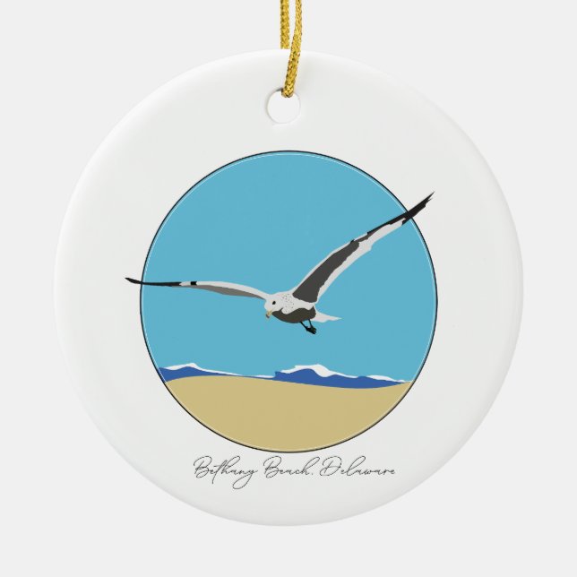 Bethany Beach, Delaware Sea Gull am Strand Keramik Ornament (Vorne)