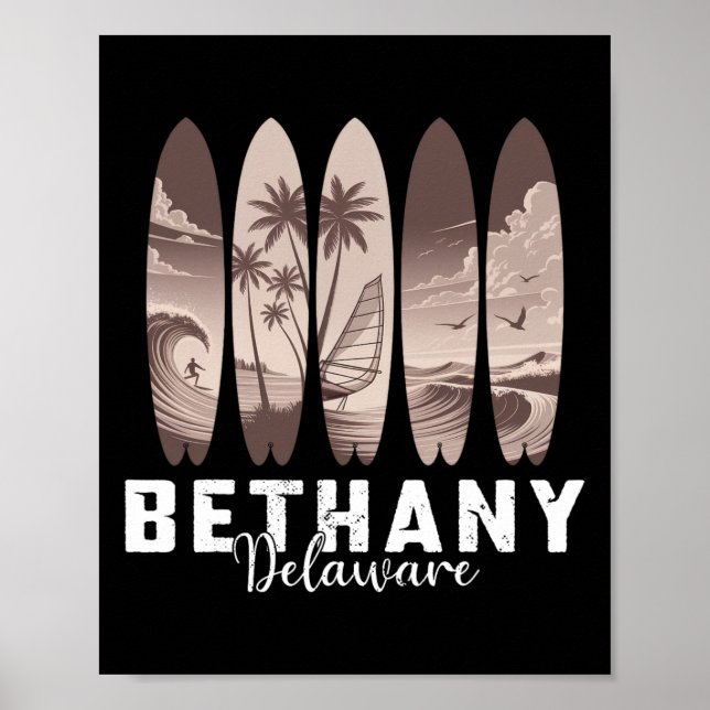 Bethany Beach Delaware Surfbrett Männer Frauen Sur Poster (Vorne)