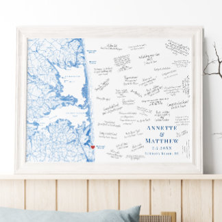 Bethany Beach Hochzeit Elegantes Gästebuch Poster
