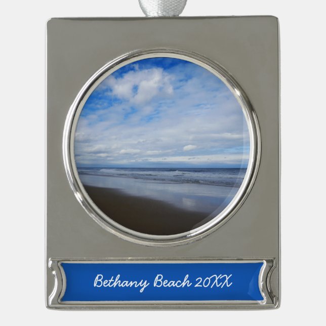Bethany Beach I Banner-Ornament Silber (Vorderseite)