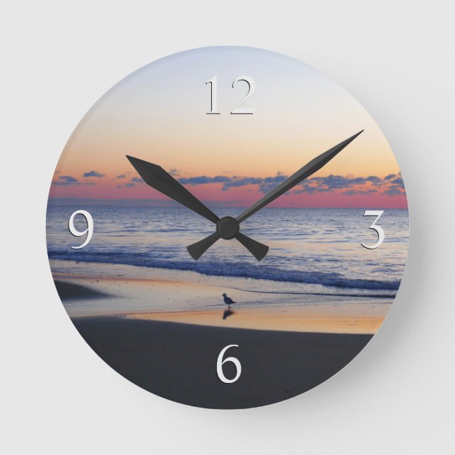 Bethany Beach Sunrise I Runde Wanduhr (Vorderseite)