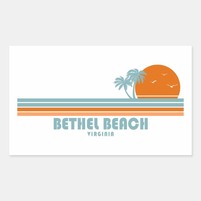 Bethel Beach Virginia Sun Palm Trees Rechteckiger Aufkleber (Vorderseite)