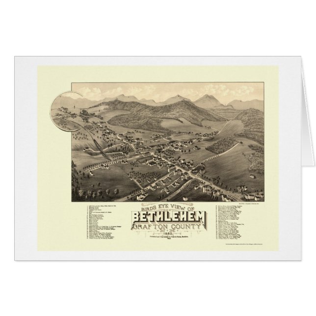 Bethlehem, carte panoramique de NH - 1883 (Devant horizontal)