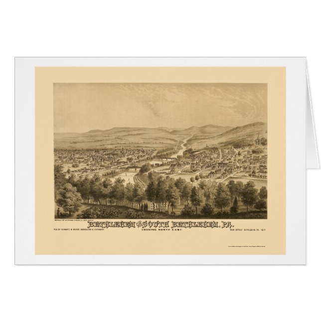 Bethlehem et sud Bethlehem, carte panoramique 1877 (Devant horizontal)