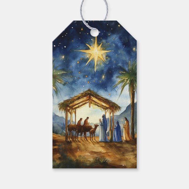 Bethlehem Nativity Night Scene Geschenkanhänger (Vorderseite)
