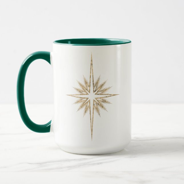 Bethlehem Nativity Star Scripture Green Christmas  Tasse (Links)