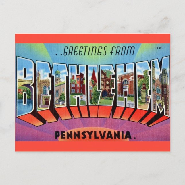 Bethlehem PA Postkarte (Vorderseite)