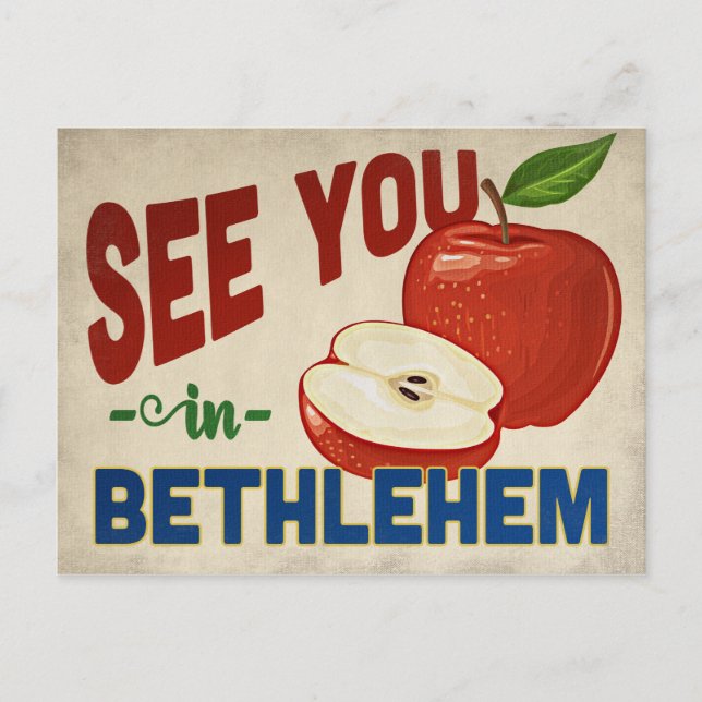Bethlehem Pennsylvania Apple - Vintage Travel Postkarte (Vorderseite)