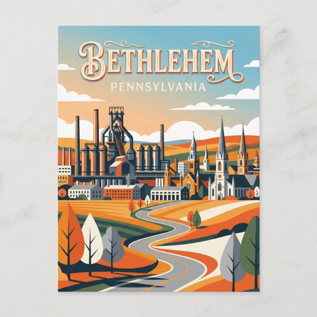 Bethlehem USA wird zu Bethlehem (Pennsylvania), da Postkarte (Vorderseite)