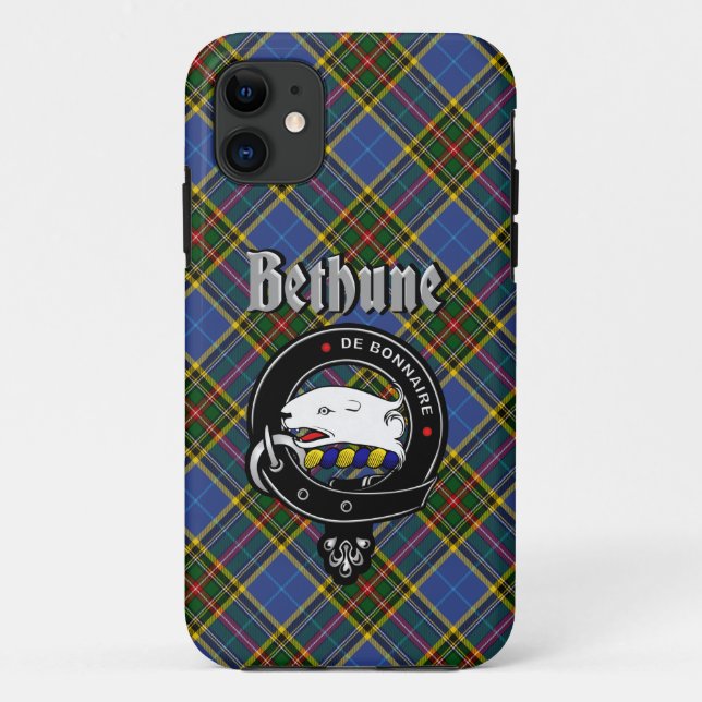 Bethune Clan Abzeichen & Tartan Phone Case (Rückseite)