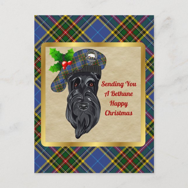 Bethune Clan Abzeichen & Tartan Postkarte (Vorderseite)
