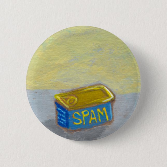 Betitelt: Spam und Eier - Spaßfrühstücks-Kunsthuhn Button (Vorderseite)