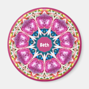 BETO ~ Personalisiert rosa 3D Muster Fraktal ~ Magnet