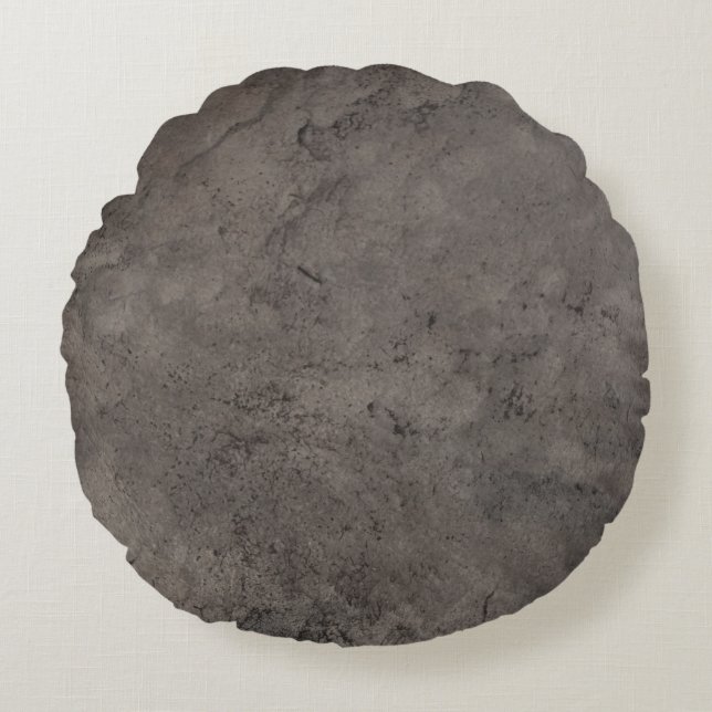 Beton, Grauleder Rundes Kissen (Vorderseite)