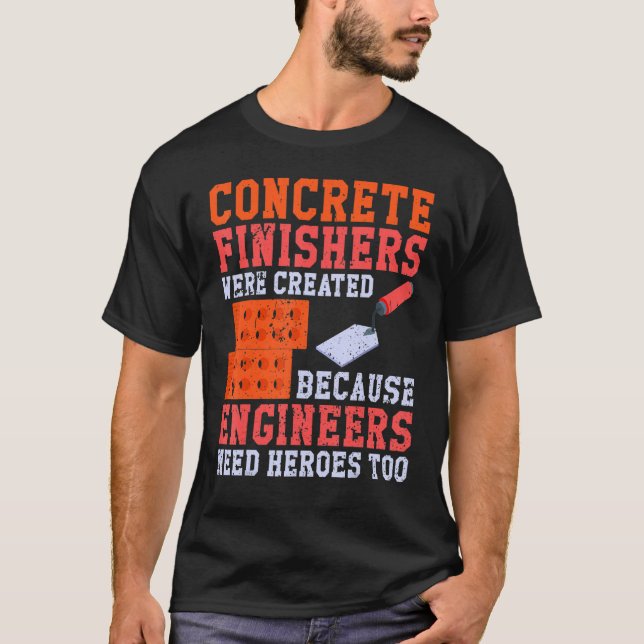 Betonarbeiter-Finisher im Betonfertiger T-Shirt (Vorderseite)