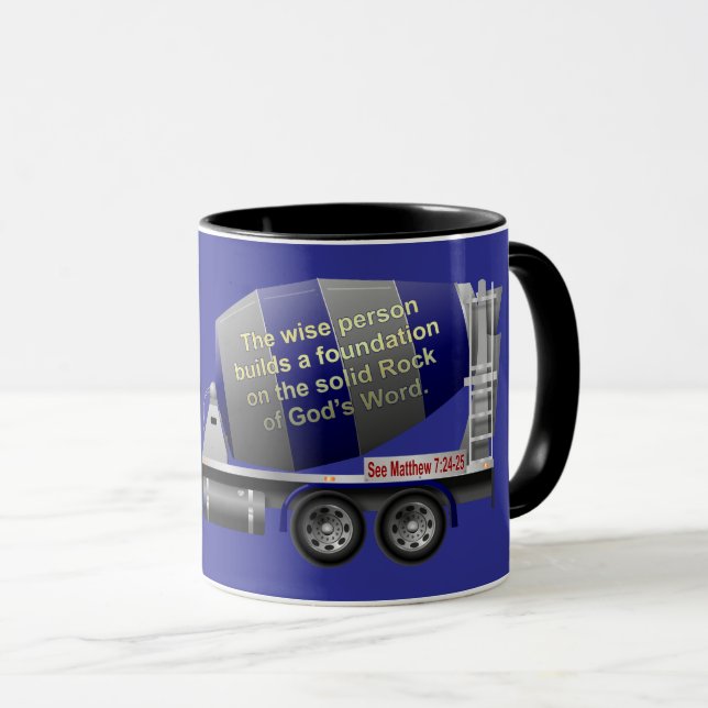 Betonmischer aus Festgestein Tasse (VorderseiteRechts)