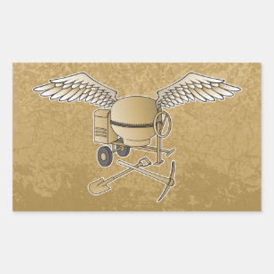 Betonmischer beige rechteckiger aufkleber