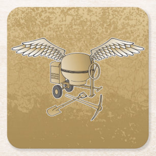 Betonmischer beige rechteckiger pappuntersetzer