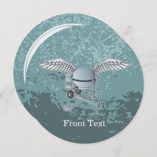 Betonmischer blau-grau einladung (Vorne/Hinten)