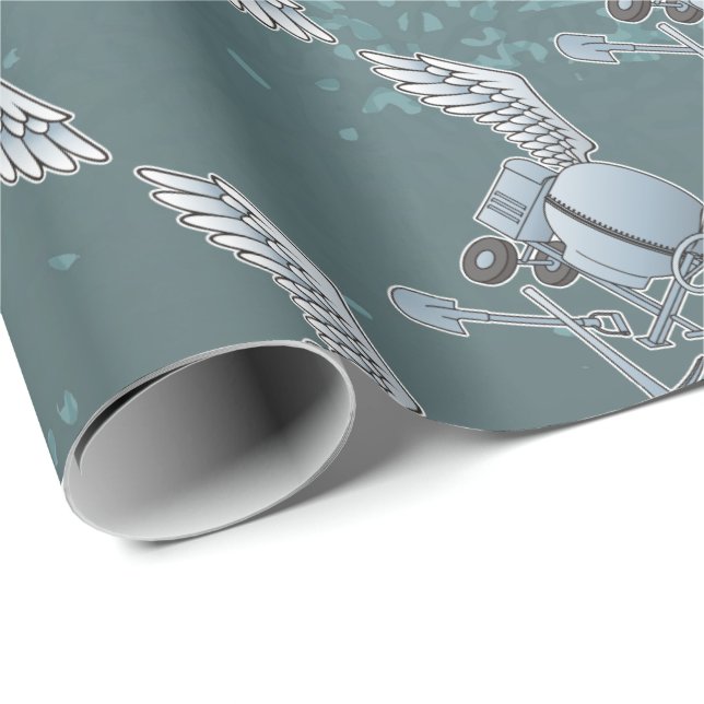 Betonmischer blau-grau geschenkpapier (Rolleneckpunkt)