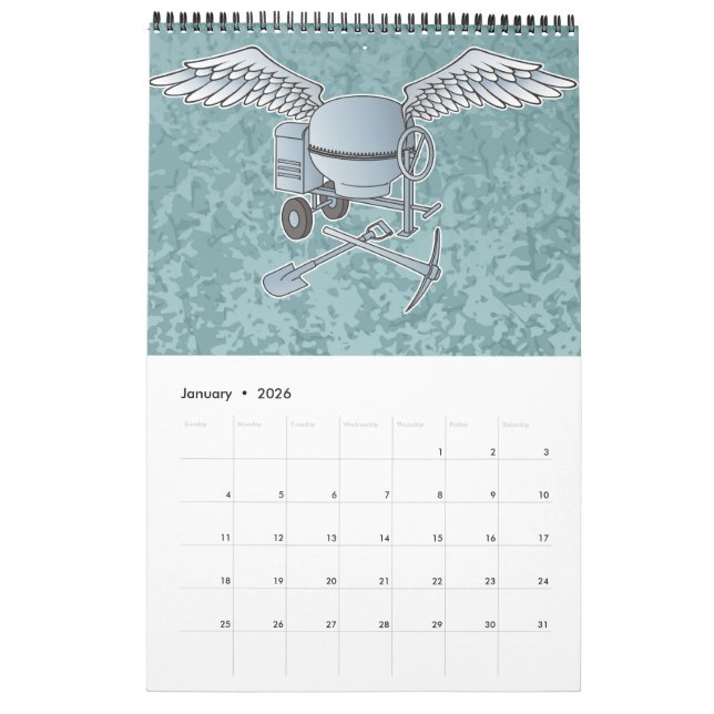 Betonmischer blau-grau kalender (Jan 2026)