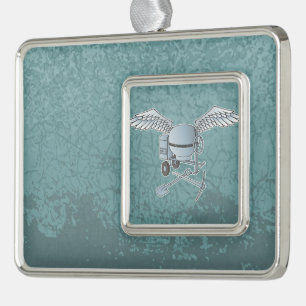 Betonmischer blau-grau Rahmen-Ornament silber