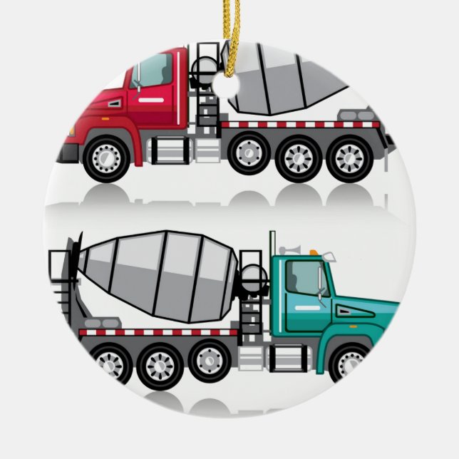 Betonmischer LKW Keramik Ornament (Vorne)
