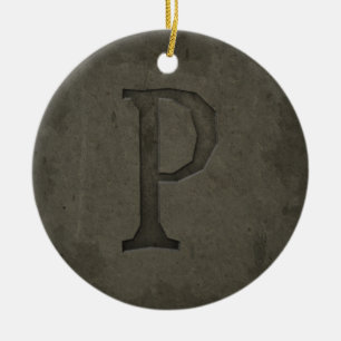 Betonmonogramm-Buchstaben P Keramik Ornament