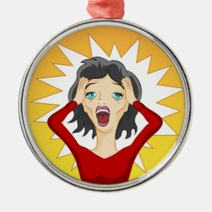 Betonter heraus Panik-Mädchen-Cartoon Ornament Aus Metall