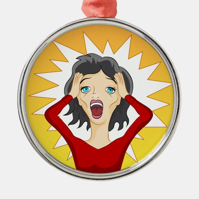 Betonter heraus Panik-Mädchen-Cartoon Ornament Aus Metall (Vorne)