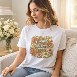 Betrachte die Wildblumen Vintage Retro Floral Tri-Blend Shirt