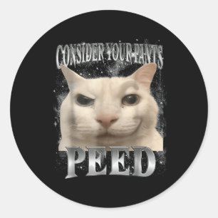 Betrachten Sie Ihre Pants Peed Albern Cat Runder Aufkleber