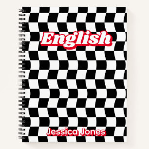 Betreff der Retro-Schwarz-weißen Checkerboard-Schu Notizbuch