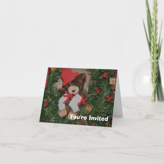 Betreffen Sie Wreath-Weihnachtsfeiertags-Party Einladung (Vorderseite)