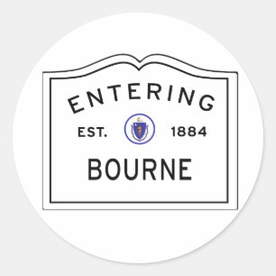 Betreten der Stadt von Bourne MA Runder Aufkleber