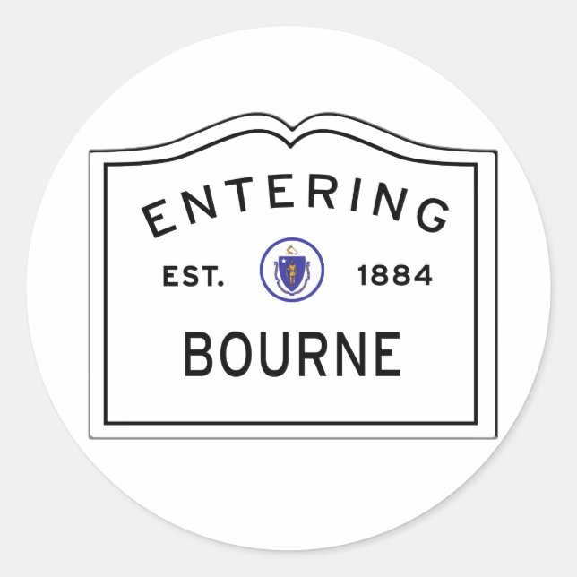 Betreten der Stadt von Bourne MA Runder Aufkleber (Vorderseite)