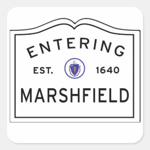 Betreten der Stadt von Marshfield Quadratischer Aufkleber