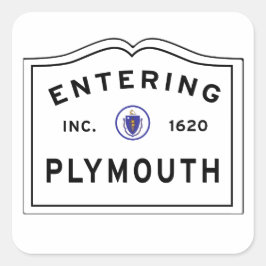 Betreten der Stadt von PLYMOUTH MA Quadratischer Aufkleber