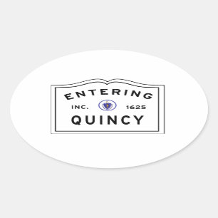 Betreten der Stadt von Quincy Massachusetts Ovaler Aufkleber